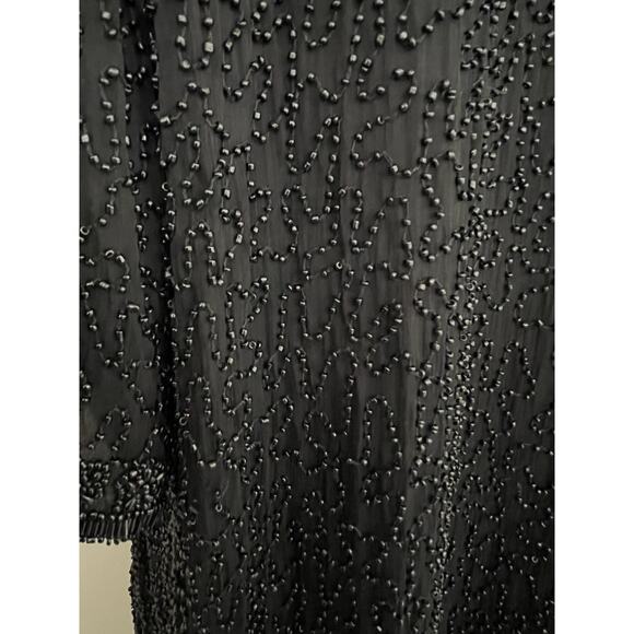Scala Silk Dress XXL Cocktail Sequins Heavy Beading Formal Evening Sheer Vintage - Picture 11 of 14